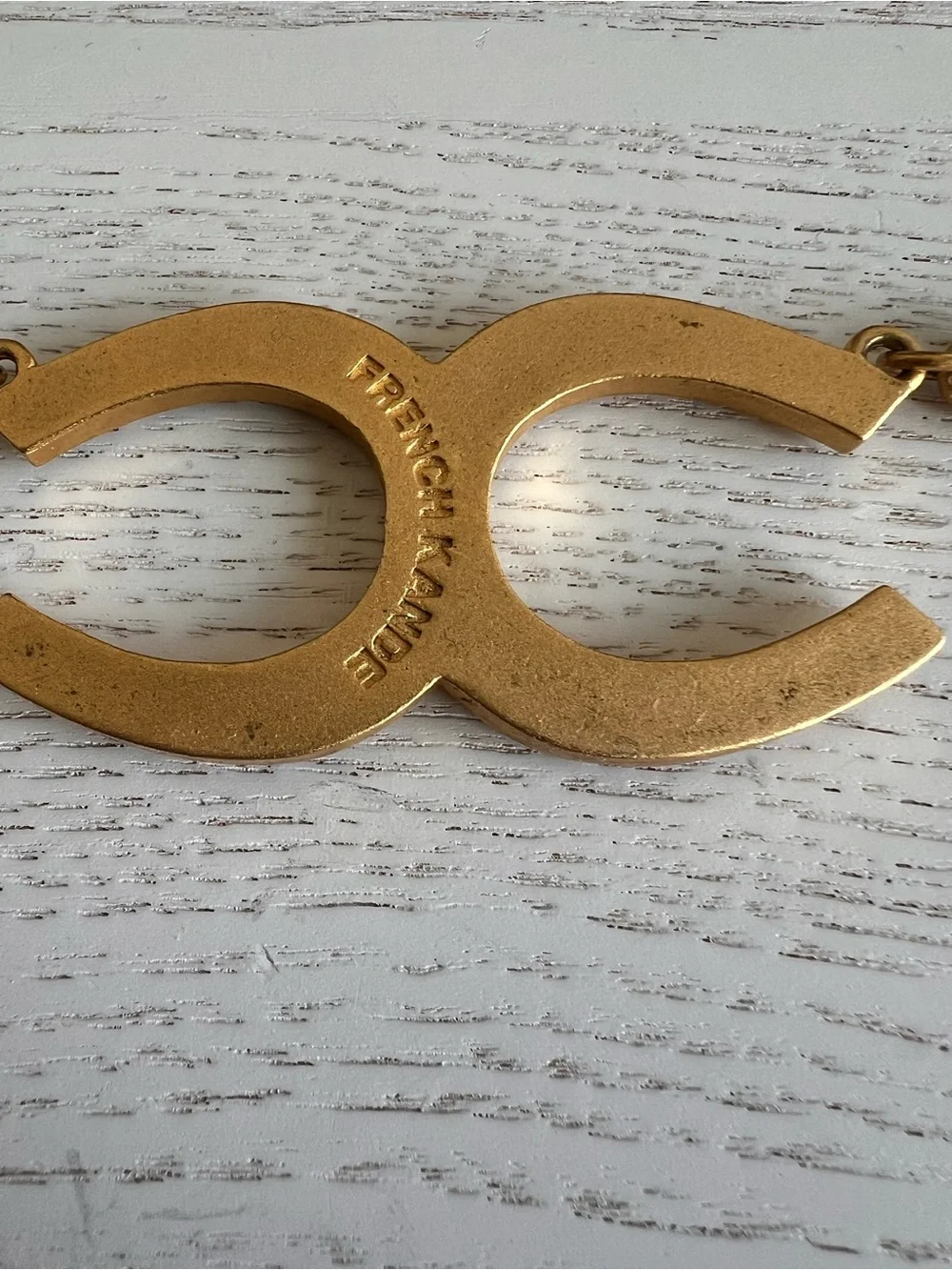 French Kande Privee Gold-Link Necklace with Crystal Accents - Picture 9 of 10